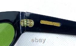 Cute 50s Sanglasses Vintage Cat-eyes Green Lens Gold Logo Italie Made