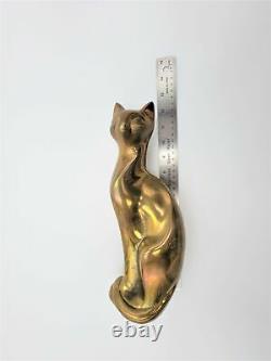 Dolbi Cashier Élégant Moderniste Sculptural Brass Tall Cat Sculpture Circa 1980