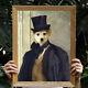 Drôle Vieux Portrait De Chien De Style Peinture Dans Un Chapeau Pet Art Fun Cat Dessin Personnalisé