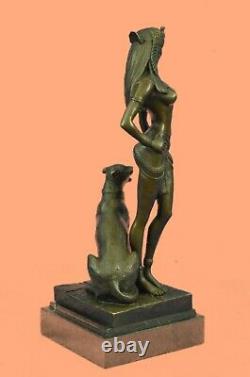 Egypte Nude Queen Cleopatra And Big Cat Bronze Art Déco Par Lost Wax Method Figure