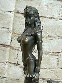 Egypte Nue Reine Cléopâtre Et Big Cat Bronze Art Déco Par La Méthode De Cire Perdue Figure