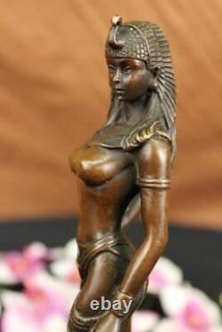 Egypte Nue Reine Cléopâtre Et Big Cat Bronze Art Déco/nouveau Sculpture Figure