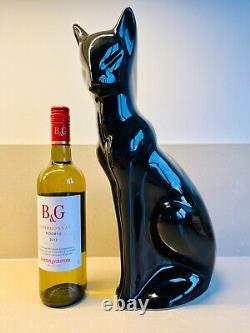 Énorme gros chat noir en céramique vintage rétro figurine statue design Art Déco