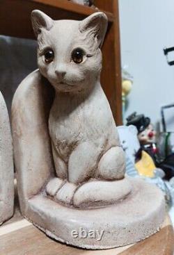 Fabriqué en Angleterre Paire de serre-livres en forme de chaton en béton sculpté couleur sable 7 × 4