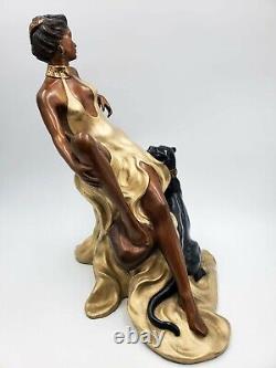 Feline Beauty By Alice Riordan Bronze Sculpture 55/250 Vintage 1990 Avec Coa