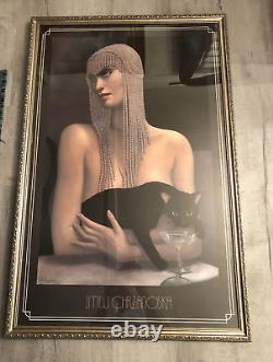 Femme Art Déco de J. M. W Chrzanoska avec un chat noir - Affiche encadrée de l'impression du poster