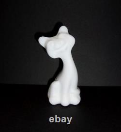 Fenton Art Glass Milk White 4 Happy Kitty Cat Fagca Exclusive Authentic 2007