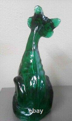 Fenton Glass Animal #39/100 Emerald Green Alley Cat Par Rosso HP D. Cutshaw