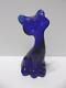 Fenton Glass Cobalt Blue 4 Happy Kitty Cat Fagca Exclusive 2022 De Mosser Glass