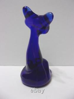 Fenton Glass Cobalt Blue 4 Happy Kitty Cat Fagca Exclusive 2022 De Mosser Glass