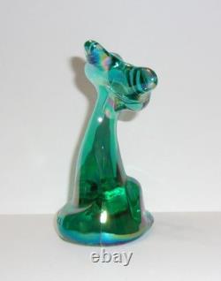 Fenton Glass Teal Carnival 4 Joyeux Petit Chat Exclusif FAGCA 2023 par Mosser