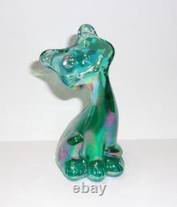 Fenton Glass Teal Carnival 4 Joyeux Petit Chat Exclusif FAGCA 2023 par Mosser