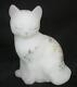 Figure Stylisée De Chat En Verre D'art Fenton, Roses Satinées, Peintes à La Main Pour Le 95e Anniversaire