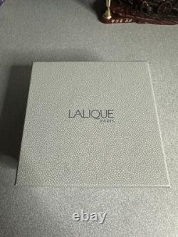Figurine Chat Heureux Lalique en Verre Transparent, Bel Objet de Collection