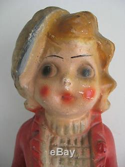 Figurine De Figurine De Chalkware Vintage Marin Des Années 30 Art Déco Blonde Sailor Flapper Fille Chat