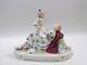 Figurine Antique Herlena Dresde Allemagne Mère Avec Enfant Et Chat Peinte à La Main