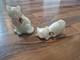 Figurine De Chats Blancs Opalescents Fenton, Rose Pâle, Art Déco
