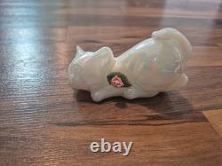 Figurine de Chats Blancs Opalescents Fenton, Rose Pâle, Art Déco