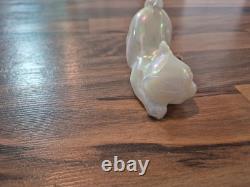 Figurine de Chats Blancs Opalescents Fenton, Rose Pâle, Art Déco