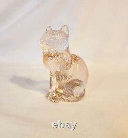 Figurine de chat assis rose en verre Mosser Vintage