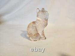 Figurine de chat assis rose en verre Mosser Vintage