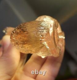 Figurine de chat assis rose en verre Mosser Vintage