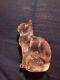 Figurine De Chat Assis Rose En Verre Mosser Vintage