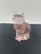 Figurine De Chat Assis Rose En Verre Mosser Vintage #101