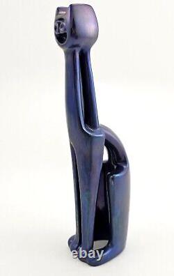 Figurine de chat en éosine Zsolnay Art Déco couleur unique