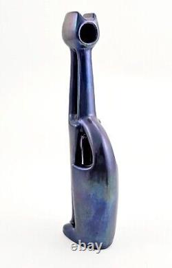 Figurine de chat en éosine Zsolnay Art Déco couleur unique