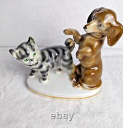 Figurine de chat et de chien antique Erphila Allemagne