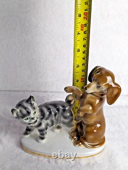 Figurine de chat et de chien antique Erphila Allemagne