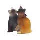 Figurine De Chatons Daum 05026 Cristal Ambre Brun Fabriquée En France