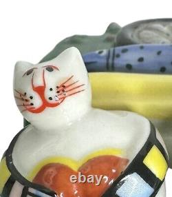 Figurine de voiture ancienne Benedikt Cats Old Timer en porcelaine Villeroy & Boch verte