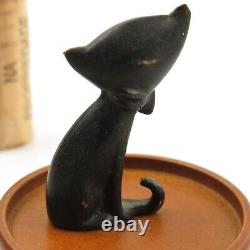 Figurine en bronze noir Art Déco assise CAT Richard Rohac des années 1950 en Autriche