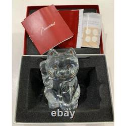 Figurine en cristal Baccarat Maneki Neko motif chanceux chat Clair en bon état