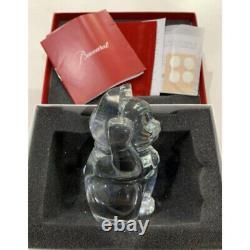 Figurine en cristal Baccarat Maneki Neko motif chanceux chat Clair en bon état