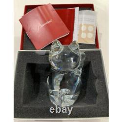 Figurine en cristal Baccarat Maneki Neko motif chanceux chat Clair en bon état