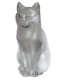 Figurine en cristal Lalique, Chat Assis, (11603) 8.5 Neuf dans sa boîte