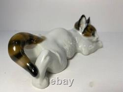 Figurine en porcelaine de chat accroupi Rosenthal Allemagne T Karner Devon Rex