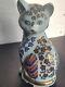 Figurine En Porcelaine De Chat Japonais Imari Vintage Avec Collier Floral Peint à La Main En 24 Carats