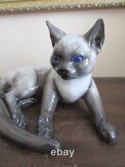 Figurine en porcelaine de chat siamois Rosenthal Allemagne vintage 9.5
