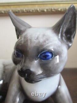 Figurine en porcelaine de chat siamois Rosenthal Allemagne vintage 9.5