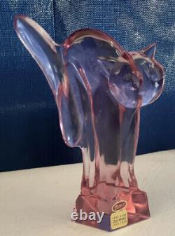 Figurine en verre de cristal de chat Moser Vintage République tchèque Art Déco bohémien