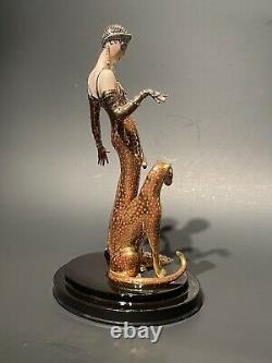 Franklin Mint Le Maison D'erte Porcelaine Ocelot Lady & Cat 9 Figurine
