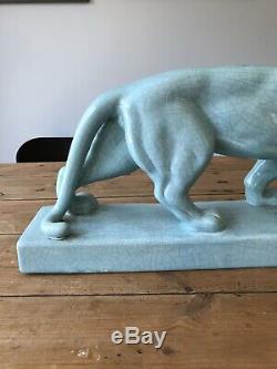 Grand Style Art Déco Puma Lion Tiger Big Cat Aqua Porcelaine Chine L & V Céramique