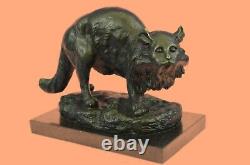 Grande Statue De Bronze Sculpture Feline Big Cat Art African Deco Accueil Décoration