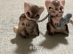 Groupe de figurines miniatures en porcelaine de 4 adorables chats anthropomorphes musiciens de style antique