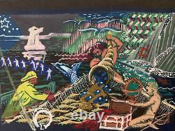 Guy Combrisson (1905-1991) Belle scène de marins Art Déco vers 1940 (41)