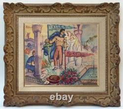 Guy Combrisson (1905-1991) Superbe scène animée Art Déco vers 1940 (44)